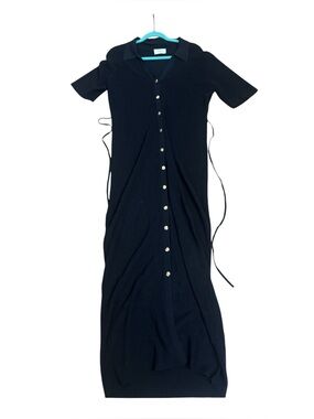 DISSH Australia Women’s Maxi Black Collared Short Sleeve Dress Black XL